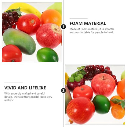 FUOYLOO 12pcs Lifelike Artificial Fruit Decor Set Plastic Simulation Apples Mangoes Foam Home Decoration Props for Table Display and Photo Styling