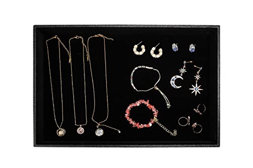 Wudygirl Jewelry Tray Jewelry Organizer Bracelet Watch Storage Earrings Holder Organizer Showcase Stackable Tray for Drawers - color: Black Empty, size: 1 Pcs