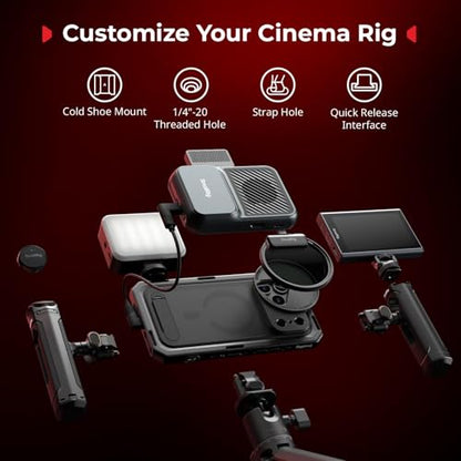 SMALLRIG Mobile Video Cage for iPhone 17 Pro, with Phone Case/TPU Soft Frame/T-Mount & 17mm Threaded Lens Backplate, Phone Video Rig for Videography Recording Vlog, Flagship Edition - 5542 - style: Flagship Cage