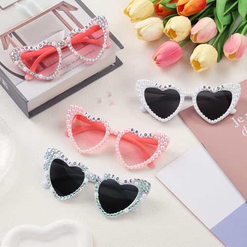 Etercycle Team Bride Sunglasses, Bridesmaid Proposal Gifts Heart Shaped Glasses, Pink Women's Sunglasses Bridal Engaged Gift For Bachelorette Party Favors - color: Team Bride-pink