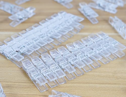 100pcs Photo Clips Mini Transparent Plastic Clear Paper Clips Mini Clothes Pins for Photos String Fairy Lights (100)