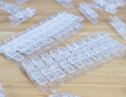 100pcs Photo Clips Mini Transparent Plastic Clear Paper Clips Mini Clothes Pins for Photos String Fairy Lights (100)