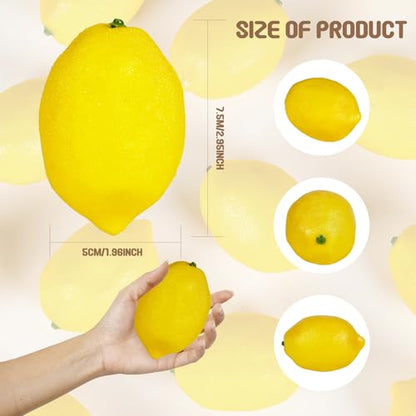 18 PCS Artificial Lemons: Decorations for Homes, Kitchens, Weddings and Parties; Photography Styling Elements; and Early Education Props. (Large Size, Yellow)
