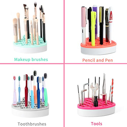Silicone Makeup Brush Holder, Cosmetic Organizer, Pen Holder for Desk, Pencil Case, Sewing Tool, Beauty Tool, Brushes, Scissors, Toothbrush Holders (Pink) - color: Pink