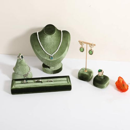Velvet Earring T Bar Stand Jewelry Display, Earring Display Holder for Selling, Jewelry Storage Organizer【Green】 - color: Green