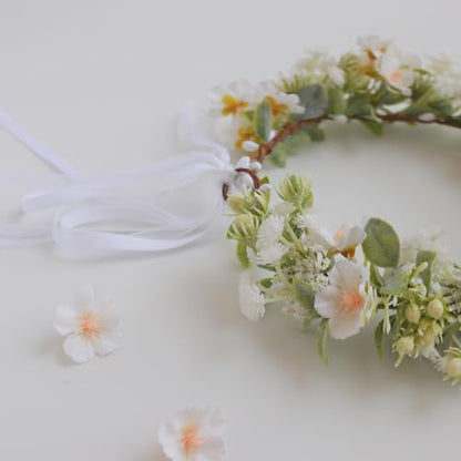 Vividsun Bridal Green Leaf flower Crown Eucalyptus Floral Headband Wedding Festivals Photo Props (I/white green) - color: I/white green
