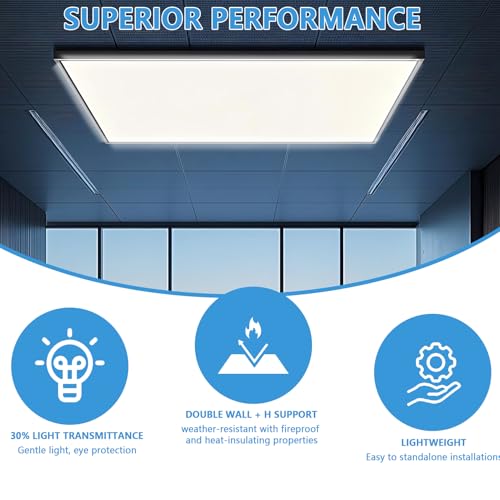 12 Pack Fluorescent Light Covers,23.7"x47.7"x0.2" Milky White Polycarbonate Diffuser Panels,Cuttable Ceiling Light Covers for 2x4ft Drop Ceiling Fixtures,Replacement for Office Classroom Hospital Home