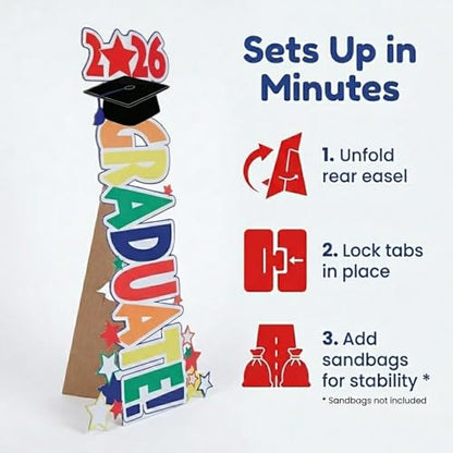 Star Graduate Prop Kit, Perfect Photo Op Kindergarten, Preschool, and Pre-K Graduation, 5 feet 5 inches High, Easy Assembly, Durable Design, Celebrate Your Little Graduates in Style - color: Star Graduate