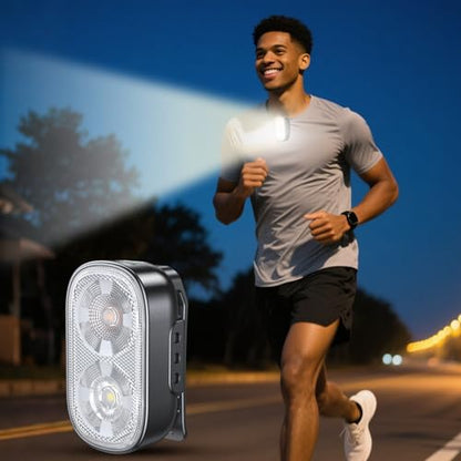 Zewdov 500LM Ultra Bright Mini Clip-on Flashlight Rechargeable, 10 Modes Hands-Free Pocket EDC Flashlights, Waterproof Small Keychain Flashlight, Running Lights for Runners/Emergency/Work/Walking