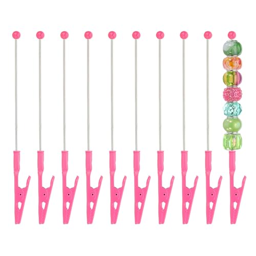 PATIKIL Long-Tailed Alligator Clamp, 10 Pcs 5.3 Inch/135mm Metal Wire Alligator Clamp Beadable Alligator Photo Clips for Picture Note Menu Memo DIY Decor Crafts, Rose Red - color: Rose Red