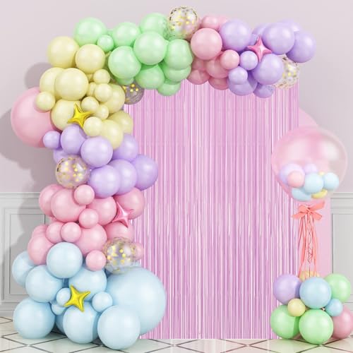 Voircoloria 2 Pack Pastel Purple Foil Fringe Backdrop Curtains, Tinsel Streamers Birthday Party Decorations for Girl, Fringe Backdrop for Graduation, Baby Shower, Gender Reveal, Halloween Party - color: 35 Pastel Purple
