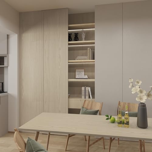 31.5"x157" Faux Beech Wood Peel and Stick Wallpaper Self Adhesive No Bubble Removable Beige Wood Grain Contact Paper Wall Stickers Extra Wide Cabinet Film Vinyl Wrap for Countertop Furniture - color: Beige, size: 31.5" x 157"