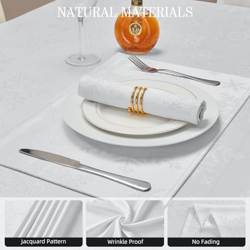 Cloth Napkins Set of 8–Square Jacquard sparkling metallic snowflake Fabric Polyester Washable Reusable Cloth Napkins for Kitchen Dinner Dining Restaurant Wedding Table(White Silver/17x17 Inch) - color: White Silver