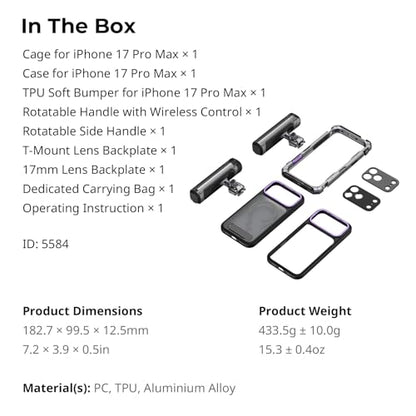 SmallRig Megatron Edition Dual Handheld Video Cage Kit for iPhone 17 Pro Max, Wireless Control Handle, Quick Release, Filmmaking & Live Streaming Kit with Case, Rotatable Handles, Lens Backplate-5584 - size: iPhone 17 Pro Max