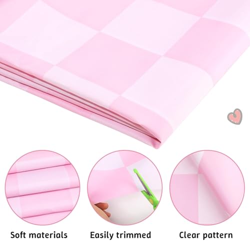 120x47 in Bulletin Board Fabric Background Back to School Classroom Decoration Large Polyester Photography Backdrop for Class Home Office Wall Decor Pillows Curtains Crafts Pink Checkered - style: Pink Checkered