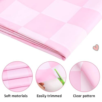 120x47 in Bulletin Board Fabric Background Back to School Classroom Decoration Large Polyester Photography Backdrop for Class Home Office Wall Decor Pillows Curtains Crafts Pink Checkered - style: Pink Checkered
