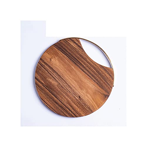 Cutting Board Round Wooden Choing Block Retro Pizza Sushi Bread Tray with Handle Cutting Board Wood Food Plate Kitchen Photography Props Tray