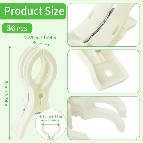PUGPIU 36 Pack Balloon Arch Clips for Backdrop | Plastic White Spring Clamps | 3.5 Inch Heavy Duty Clip for Backdrop Stand | Birthday Wedding Decoration | Photography Studio | Crafts | Clothing - color: White3