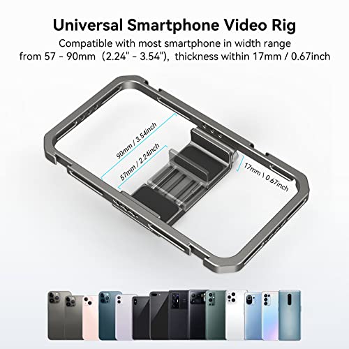 SmallRig Universal Smartphone Video Rig for iPhone 17 16 15 14 for Samsung, Filmmaking Vlogging Rig Aluminium Alloy Phone Video Cage Grip with Cold Shoe Mount for Videomaker Videographer - style: Cage