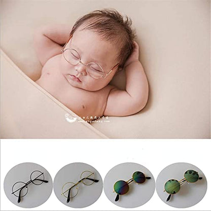 SHARELY SHEEP Newborn Photography Props Baby Boy Girl Photo Shoot Fake Glasses Halloween Santa Cosplay Props Baby Gift - size: Small, style: Black