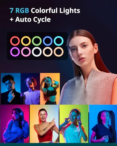 UBeesize 12" RGB Ring Light with 50" Tripod Stand & Phone Holder, Dimmable Selfie Light for TikTok, YouTube, Live Streaming & Photography - size: 12in, style: RGB