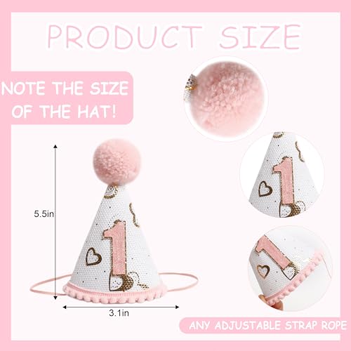 KOJIN 1st Birthday Hat for Baby Girl/Boy - First Birthday Decorations, Cake Smash Photo Prop - color: Pink
