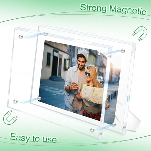 3 Pack(5×7) Acrylic Picture Frames Clear Magnetic Photo Frames Freestanding Lucite Acrylic Block Frame Frameless Desktop Display for Home Office - size: 5"x7"-3Pack