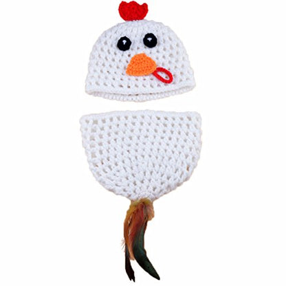 M&G House Newborn Photography Outfits Baby Crochet Knitted Photoshoot Props Animal Costume Set - color: 04 Chicken Outfit