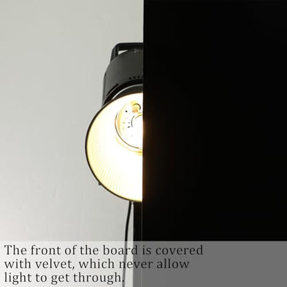 Black Velvet Photo Backdrop Boards for Product Photography, 3PCS Double-Sided Black and White Background with T-Stands, Flat Lay Tabletop Backdrop for Jewelry, Cosmetics, 15.8 x 11.8 Inch
