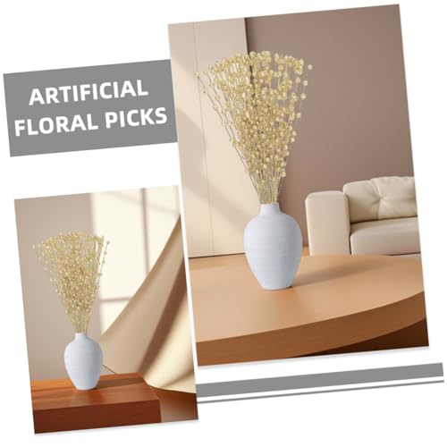 Cabilock 2pcs Gold Glitter Faux Berry Stems Artificial Floral Branches Lifelike Fruit Decorations for Holiday Party Wedding and Photography Props