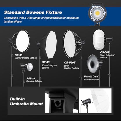 Godox 2PACK SL100D COB LED Continuous Video Light Kits Professional with 1*Carry Bag 2*Light Stand 2* Softbox 1 * 5 in 1 Reflector 1* Carry Bag Studio Lighting for Photography Studio Shooting