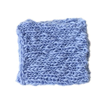 Coberllus Newborn Baby Photography Props Blanket Handmade Knitted Twist Wrap Posing Aid Backdrops for Boy Girls Photography Shoot - color: Blue