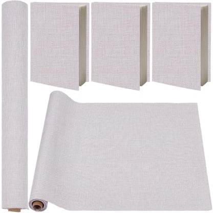 CRASPIRE 51 x 11.8 Inch Book Binding Cloth Book Cover Fabric with Paper Back Old Lace Linen Woven Polyester Bookcover for Books Album Scrapbooking Archival DIY Covering Bookbinding Protector - color: Old Lace