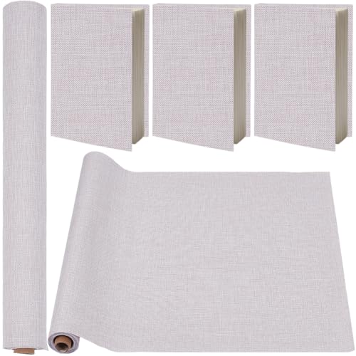 CRASPIRE 51 x 11.8 Inch Book Binding Cloth Book Cover Fabric with Paper Back Old Lace Linen Woven Polyester Bookcover for Books Album Scrapbooking Archival DIY Covering Bookbinding Protector - color: Old Lace