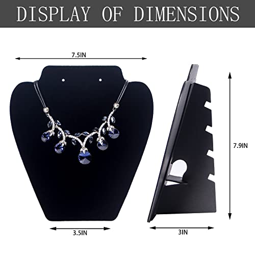 Coward 4 Pcs/Set Velvet Necklace Display for Selling Jewelry Holder Stand for Show Necklace Organizer Rack for Store Home Show (Black) - color: Black