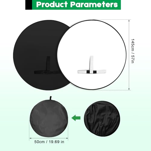Portable Black White Screen Chair, 57 in Greenscreen Backdrop with Stand Double Sided Foldable Green Background, Chroma Key, for Photography Streaming Gaming Photo Zoom Video Chats and Meeting - color: White/Black Screen