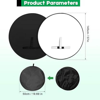 Portable Black White Screen Chair, 57 in Greenscreen Backdrop with Stand Double Sided Foldable Green Background, Chroma Key, for Photography Streaming Gaming Photo Zoom Video Chats and Meeting - color: White/Black Screen