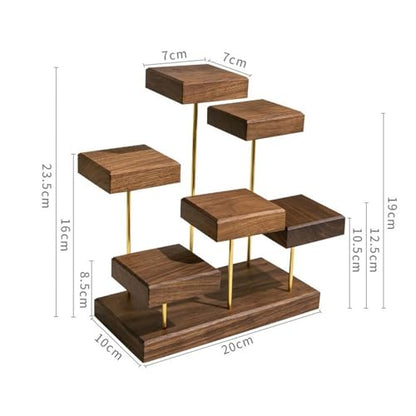 Jewelry Towers Jewelry Display Rack Earrings Square Ladder Shelf Creative Light Luxury Walnut Jewelry Rack Jewelry Display Props Jewellery Stand Display
