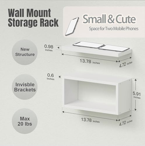 RICHER HOUSE Floating Shelves Bathroom, White Floating Shelves for Wall, Above Toilet Bathroom Shelves, Wall Mounted Hanging Shelves for Bedroom, Kitchen, Living Room Decor - White - color: White, size: 1+1