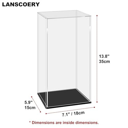LANSCOERY Acrylic Display Case, Assemble Showcase Display Box for Collectibles, with Dustproof & Seamless Display Design, 5.9x7.1x13.8inch Black Base - color: Black, size: 5.9x7.1x13.8inch; 15x18x35cm