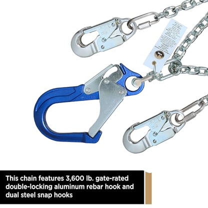 AFP Rebar Positioning Chain Assembly with Swivel Hook (Aluminum) - color: Aluminum