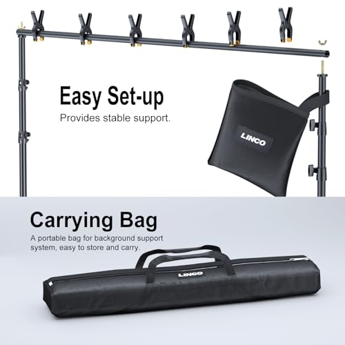 LINCO Lincostore Backdrop Stand for Parties Kit 10x7 ft Adjustable Back Drop Photography Studio Photo Background Support System with Clamps, Sand Bag, Carrying Bag 4172 4174 (10x7 ft) - size: 10x7 ft