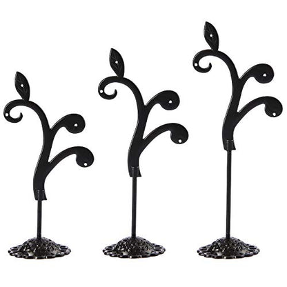 Black Earring Stand Detachable Metal Earring Display Storage Rack for Photography Jewelry Props Show Closet Retail Store Display 3 Pcs, Vine Shape