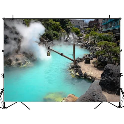 5x7ft Photography Backdrop hot Spring beppu Oita Japan Geothermal spa jigoku Japanese Photo Backdrop Photography Background for Photoshoot Portrait Video Party Photo Studio Prop Booth - color: Color10