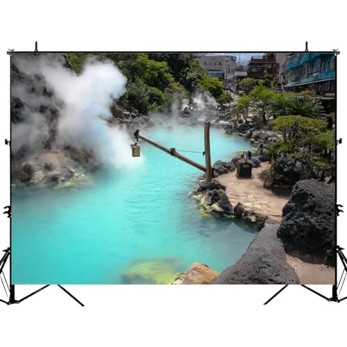 5x7ft Photography Backdrop hot Spring beppu Oita Japan Geothermal spa jigoku Japanese Photo Backdrop Photography Background for Photoshoot Portrait Video Party Photo Studio Prop Booth - color: Color10