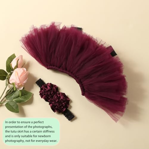 Ylsteed Newborn Girls Photography Prop Infant Tutu Skirt Newborn Lace Tulle Skirt Girl Photo Shoot Outfits Infant Princess Costume Clothes Photo Props-Purple - color: Purple