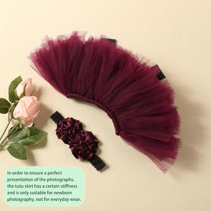 Ylsteed Newborn Girls Photography Prop Infant Tutu Skirt Newborn Lace Tulle Skirt Girl Photo Shoot Outfits Infant Princess Costume Clothes Photo Props-Purple - color: Purple