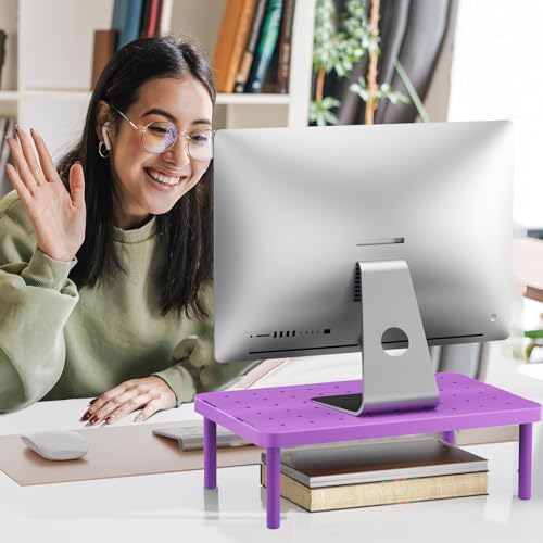 WALI Computer Monitor Stand for Desk, Adjustable Laptop Riser, Desk Monitor Stand Underneath Storage for Office, Home, School Supplies (PTT001-V), 1 Pack, Violet - color: Violet, size: 14.6" * 9.3" Basic