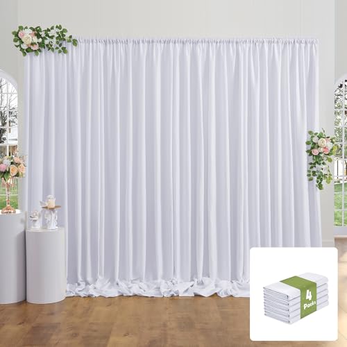 20x10FT White Backdrop Curtains for Party, 4 Panels 5x10FT Thick Polyester Backdrop Drapes, Wrinkle Resistant Photography Background Drapes for Wedding Birthday Home Decoration - color: White, size: W5' X H10'(4 Panels)