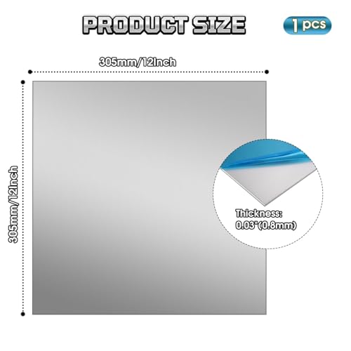 430 Stainless Steel Sheet Metal, 12" x 12", 22 Gauge (0.8mm) Stainless Steel Plate, Cut to Size Metal Sheet for Crafts, Kitchen & Office, 1 Pack - size: 12" x 12" x 0.03"